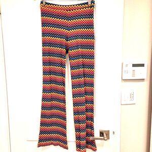 Trina Turk Perleen Rainbow Honeycomb Women's Knit Pant Flare Size S